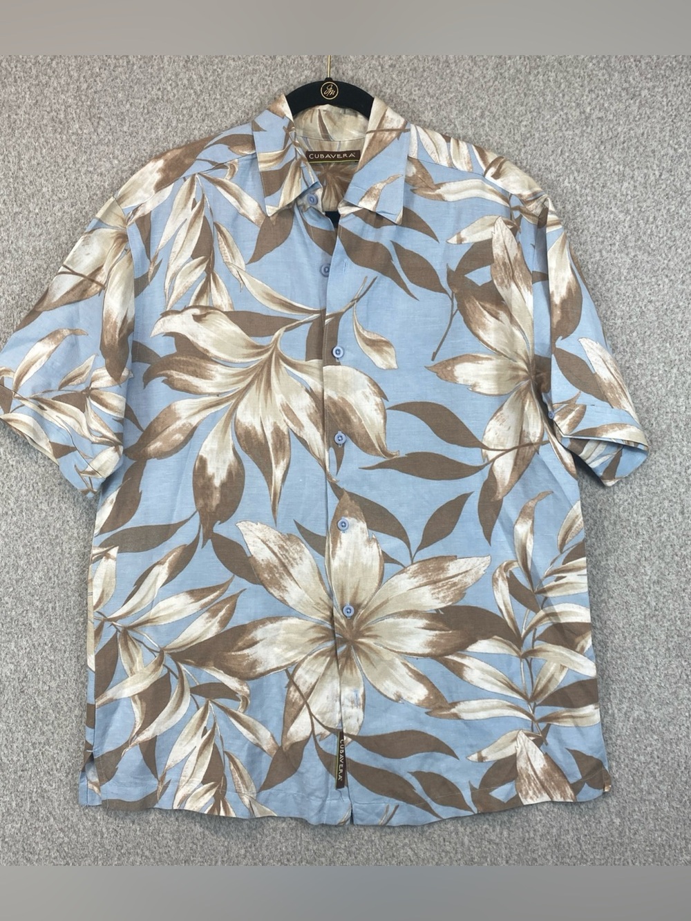 Cubavera Linen SS Button Up Shirt Men M Tropical Beach Floral Summer